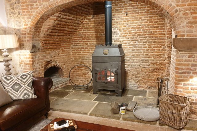 log burner in fireplace
